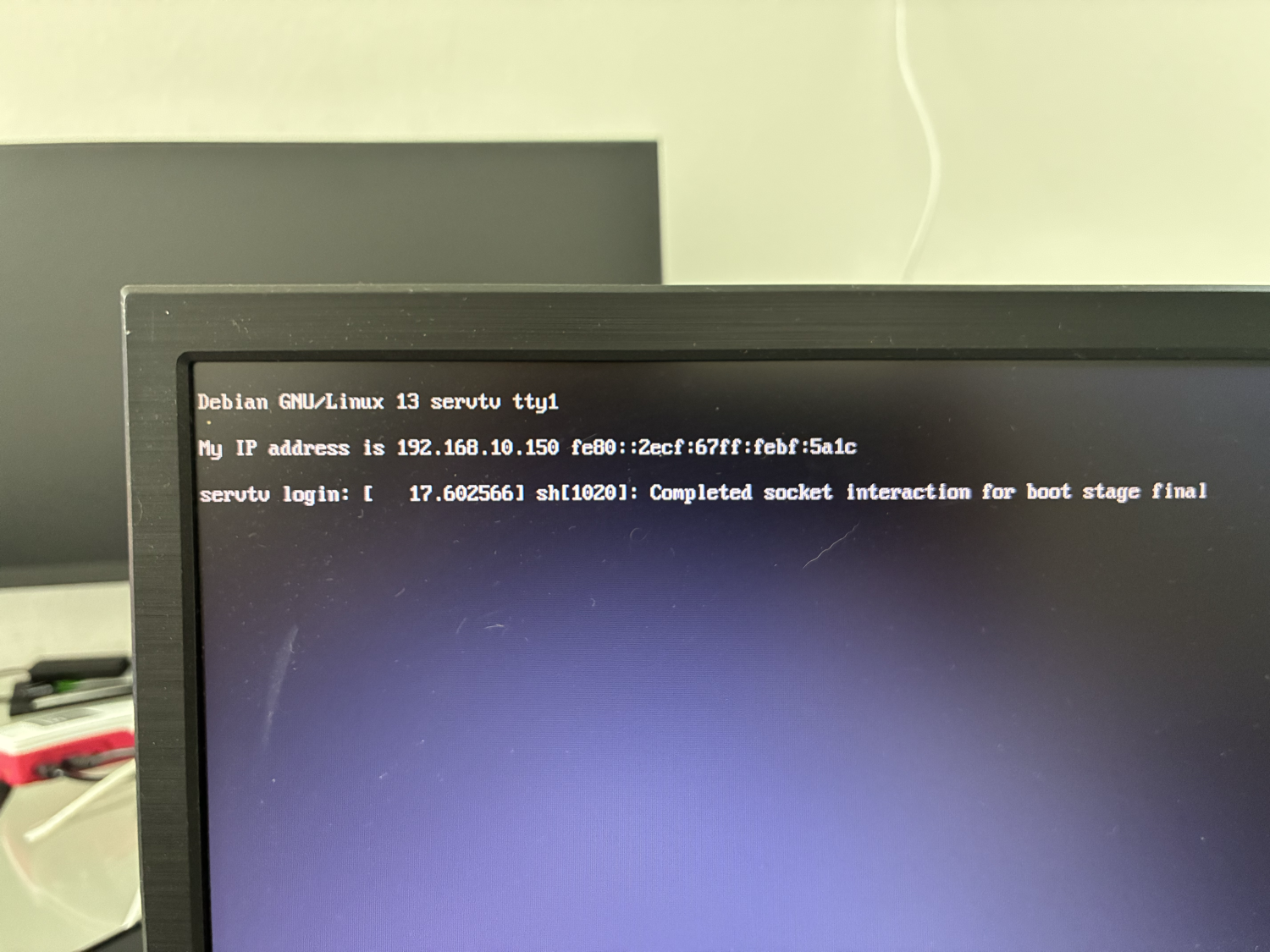 Device screen showing its IP address