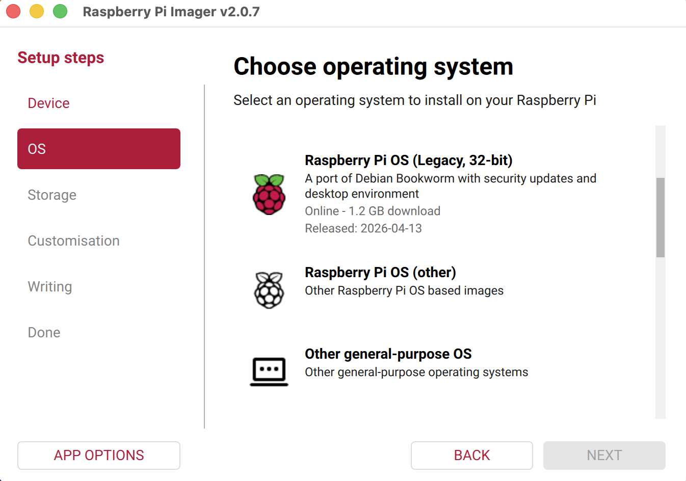 Operating system menu