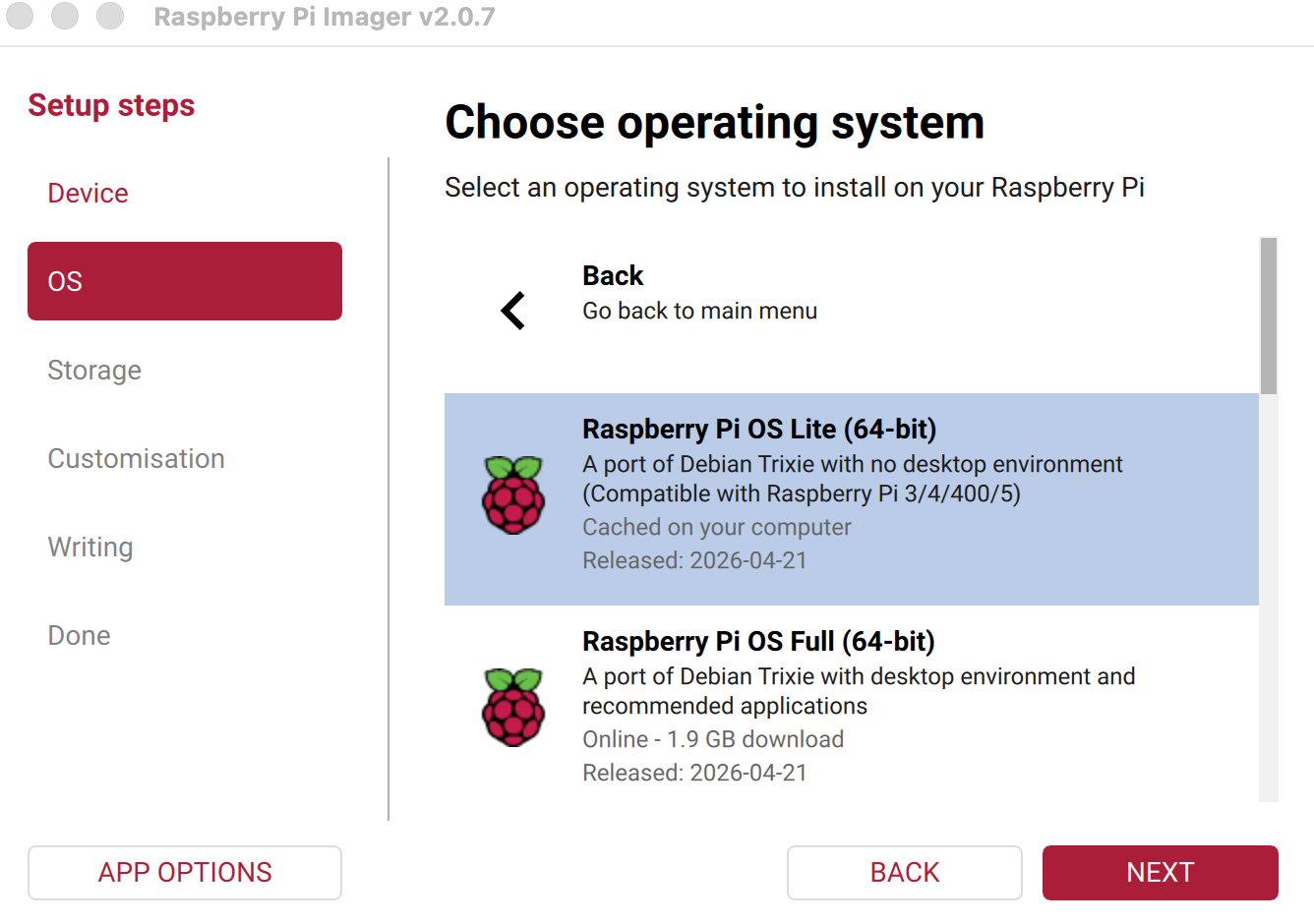 Raspberry Pi OS Lite 64-bit