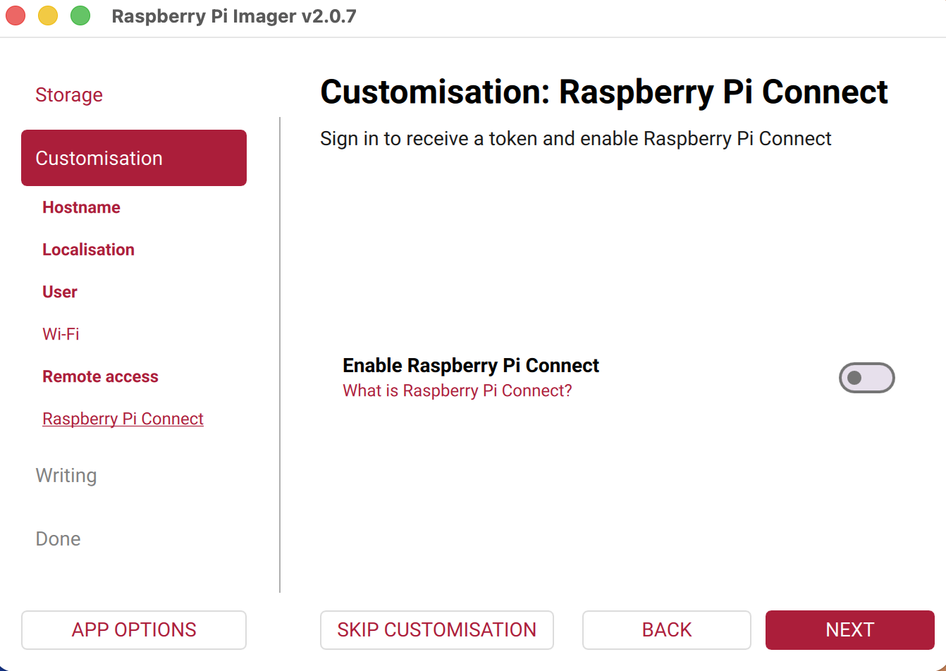 Raspberry Pi Connect off