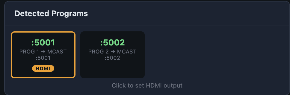 Program marked for HDMI