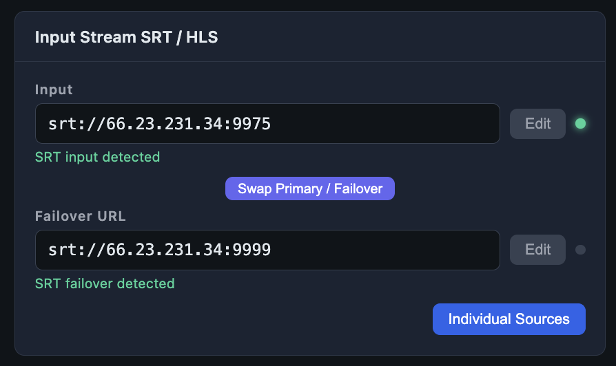 SRT / HLS input card