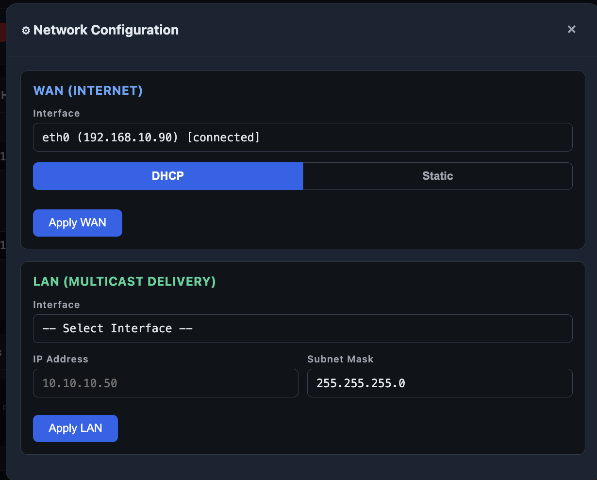 WAN configured as Static